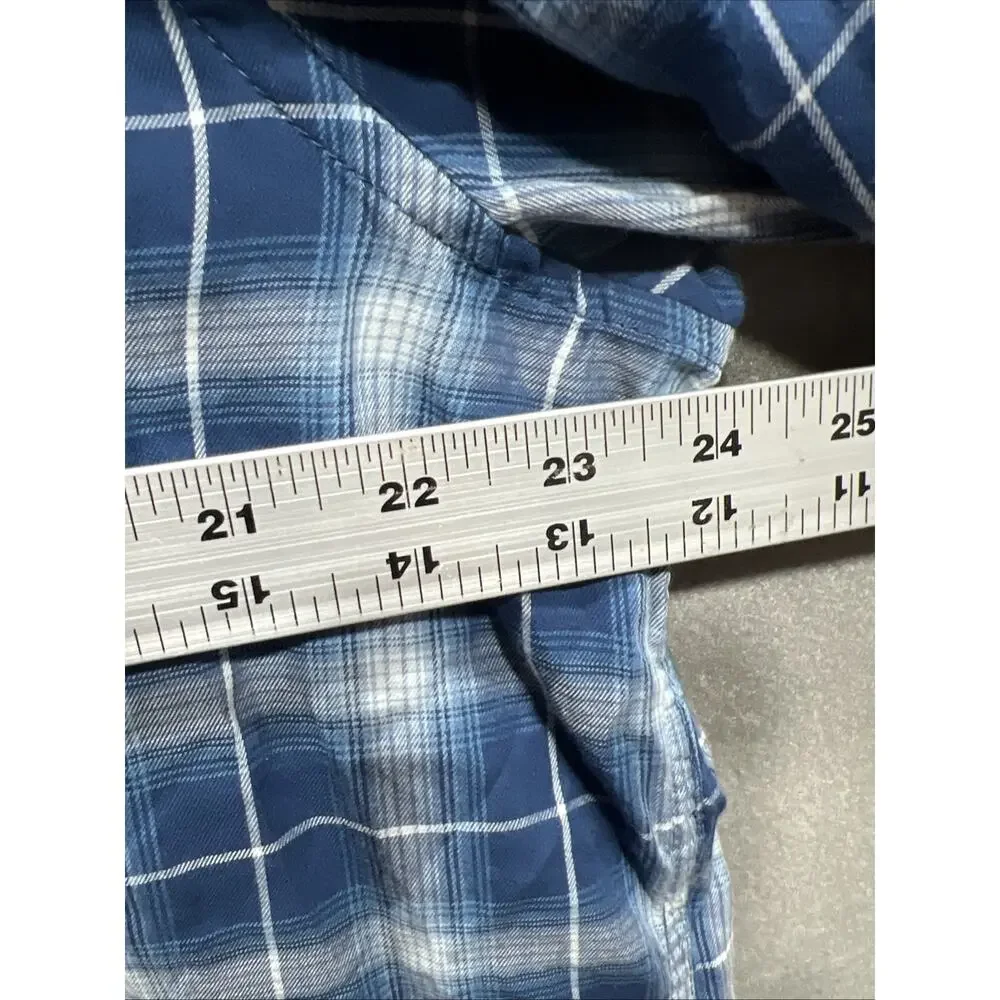 Lauren Ralph Lauren Black Label Plaid Cotton Twill Shirt Blue Womens Size 2X - Picture 13 of 14
